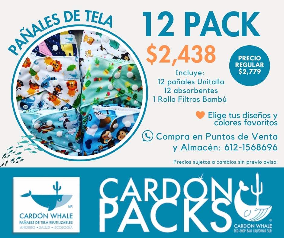 12 PACK PAÑALES DE TELA