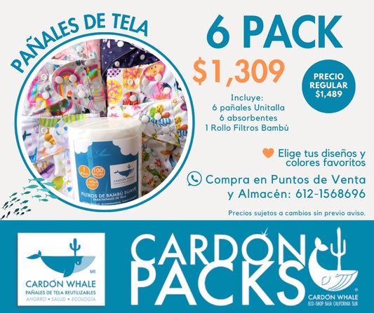 6 PACK PAÑALES DE TELA